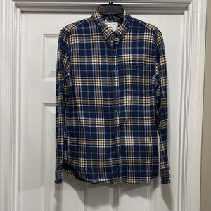 Denim & Flower Blue and Gold Plaid Shirt - Size Medium